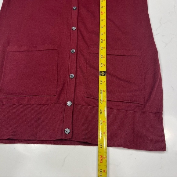 Lands End Burgundy Supima Cotton Long Cardigan Small - Picture 8 of 8